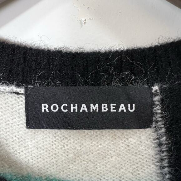 Womens Wool Alpaca Blend Striped Sweater Sz M Vibrant Unique Funky Designer Arty - Picture 3 of 9